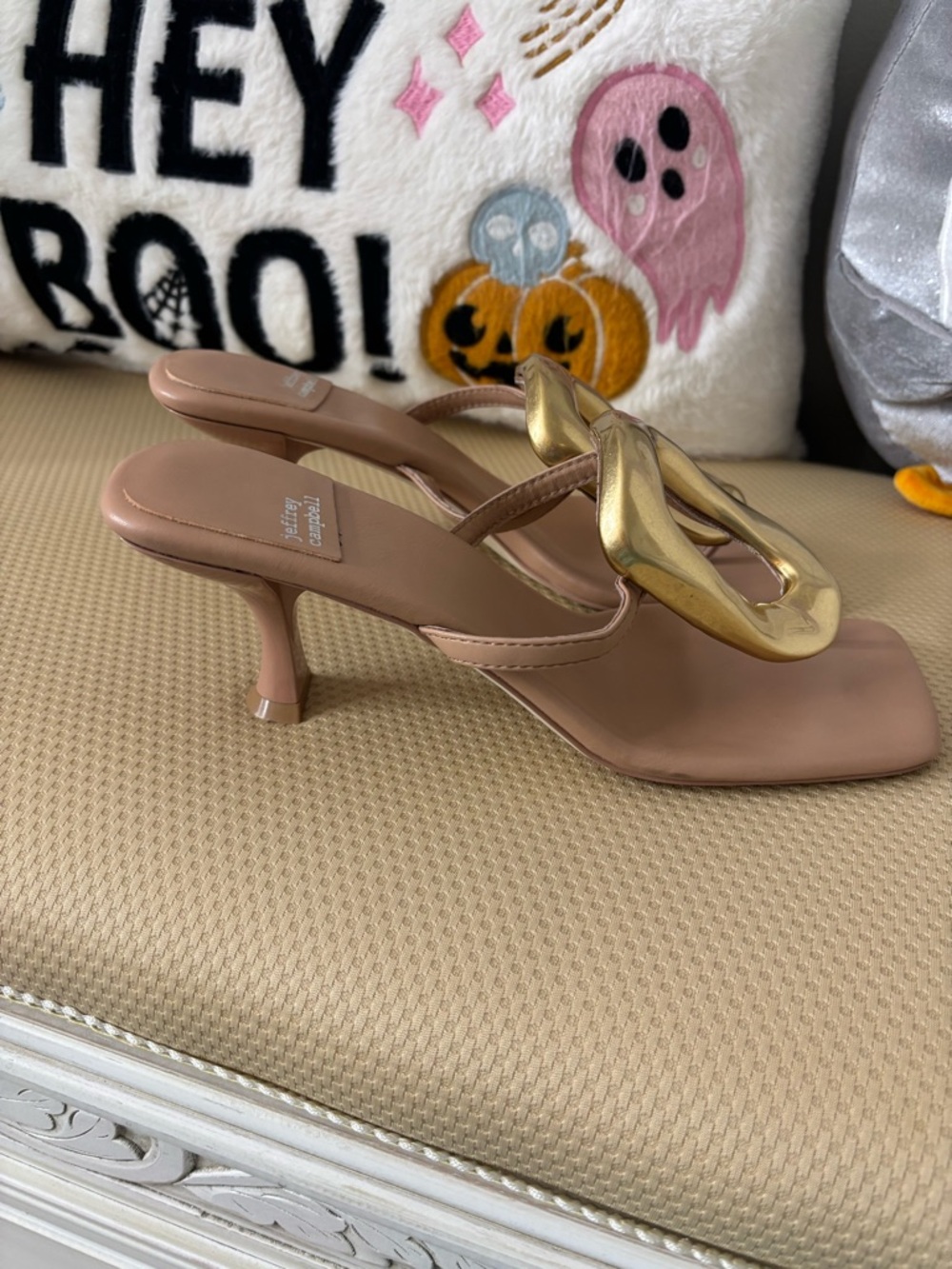 Jeffrey Campbell Nude Sandals with Gold Accent - Picture 4 of 6